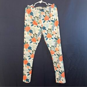 Dash of Glitter Girls Flower Leggings Size 6-7 EUC
